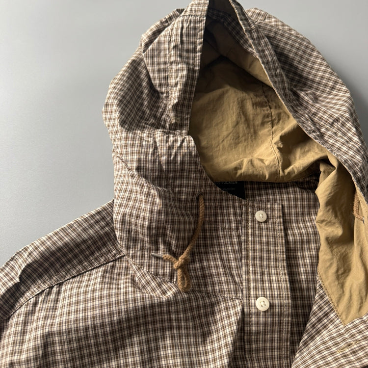 Mountain Style Camping Outdoor Jacket Spring Summer New Hooded Plaid Loose Casual Yarn-Dyed Men's Coat Top