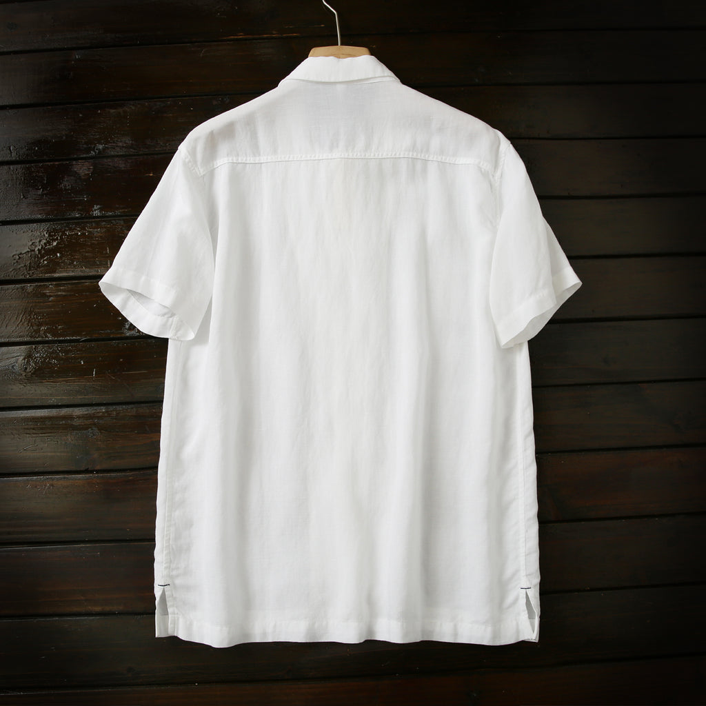 Cool Antibacterial Linen/Lyocell Men's Summer Turn-down Collar Loose Casual Short Sleeve Shirt Top