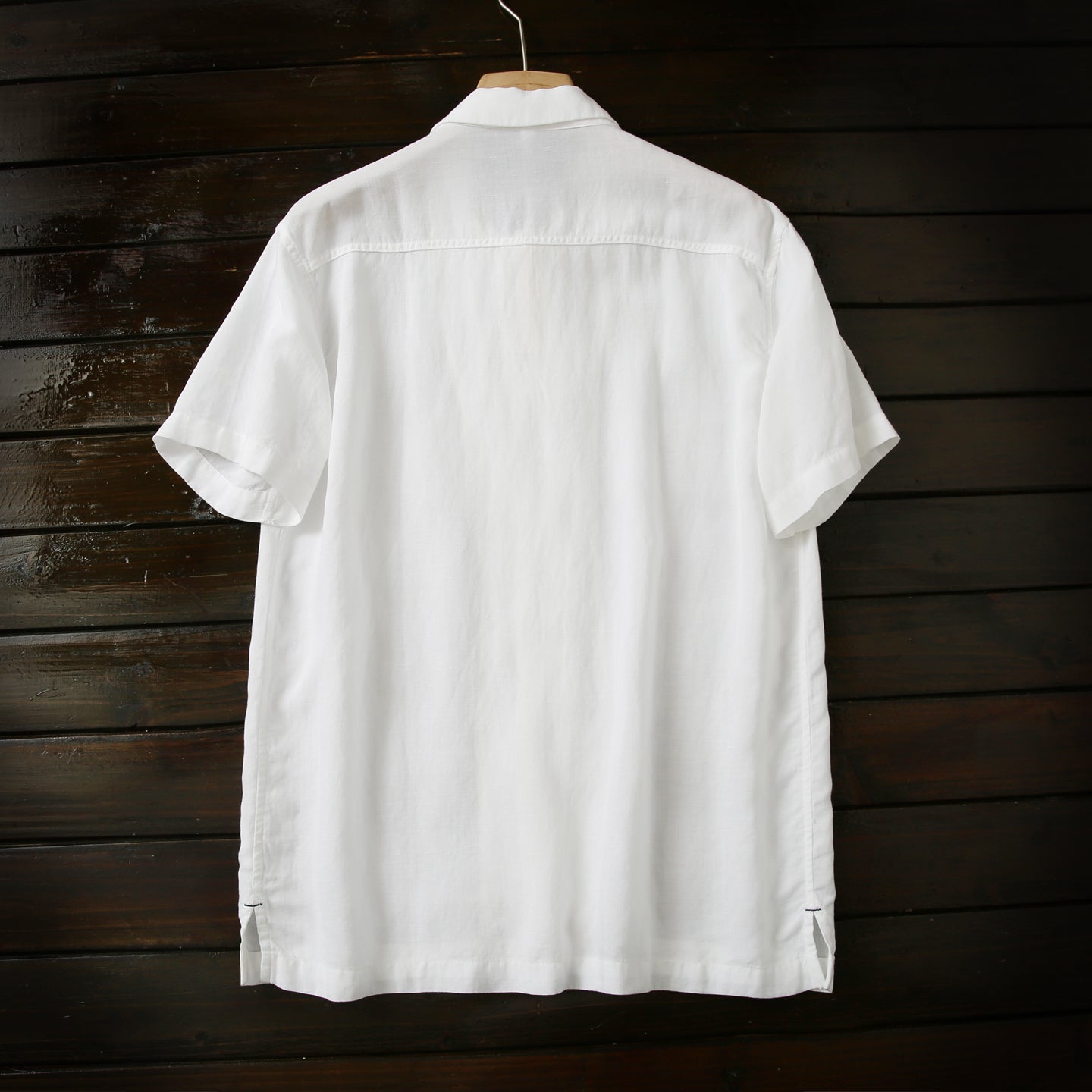 Cool Antibacterial Linen/Lyocell Men's Summer Turn-down Collar Loose Casual Short Sleeve Shirt Top
