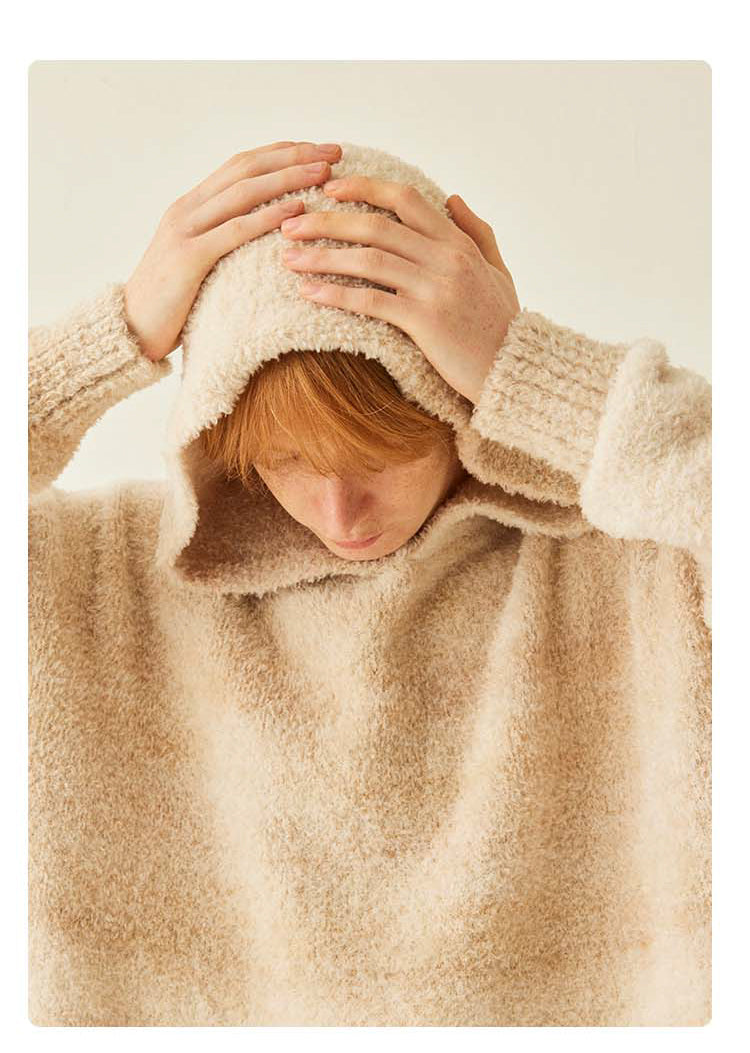 MEDRIA Retro Colorful Hoodie Knitwear for Men and Women Autumn Winter National Trend Loose Lazy Style Warm Sweatshirt Couple Outfit