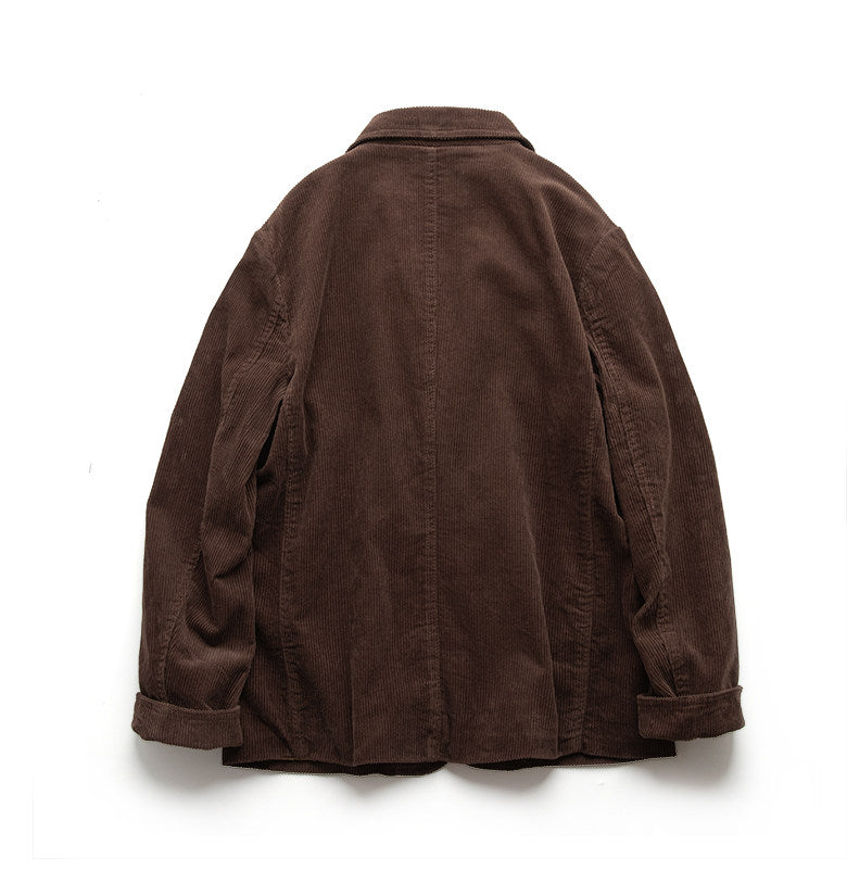 American Retro Amekaji Corduroy Safari Blazer - Casual Suit Jacket (Men)