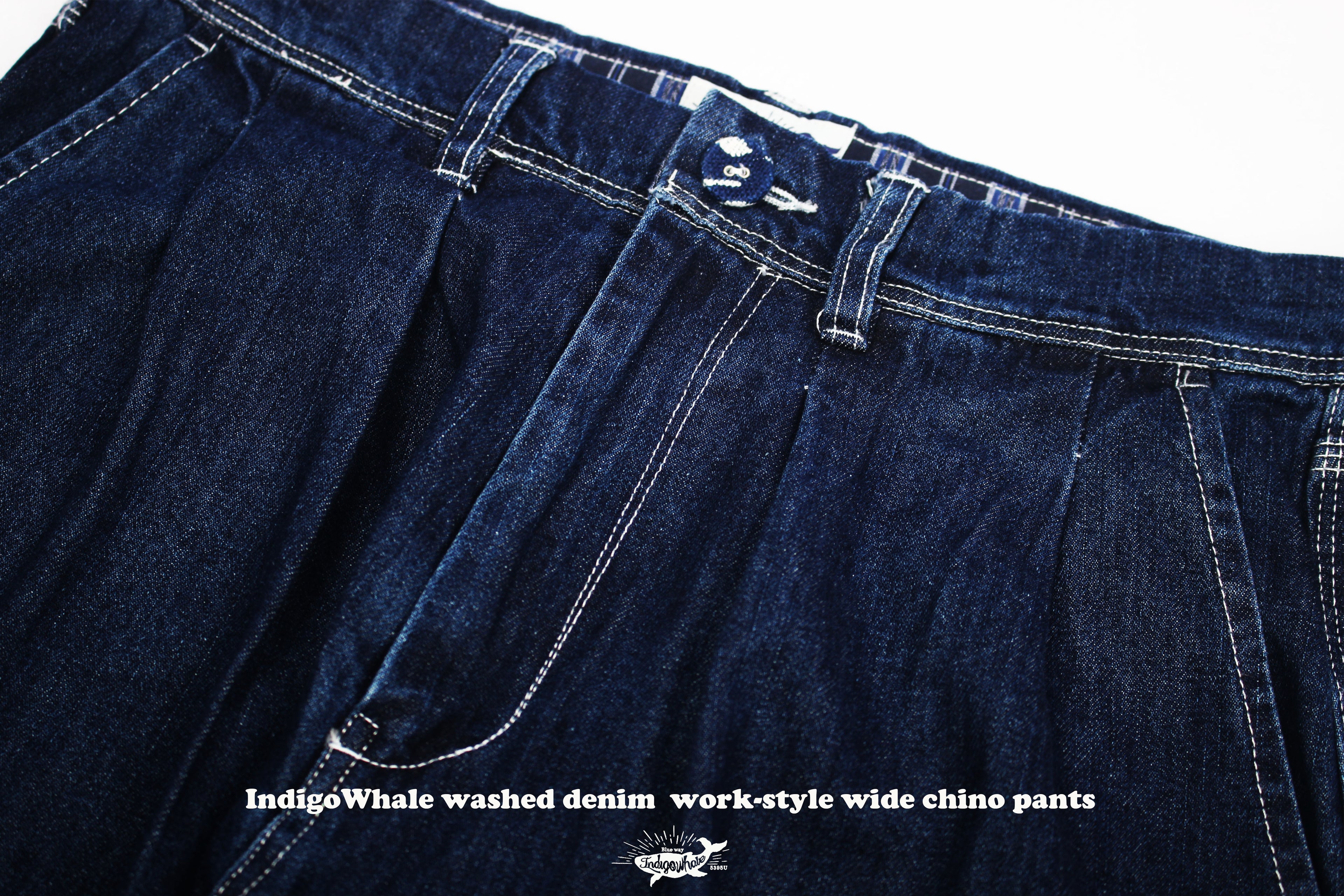 IndigoWhale High-Rise Button-Washed Denim Chino Jeans – Loose Straight Chino Style