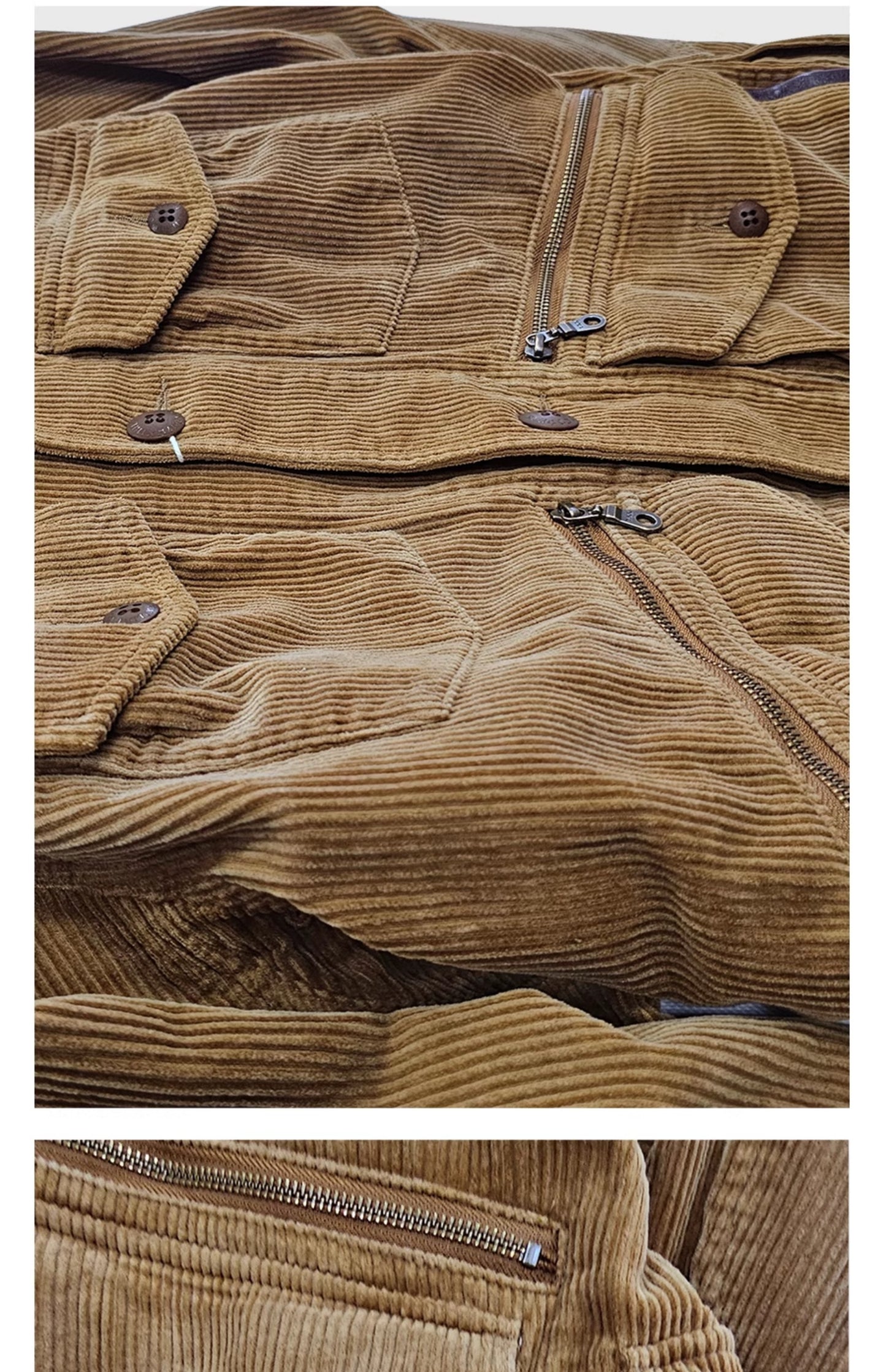 Corduroy Western Hunting Jacket for Men, Washed Multi-Pocket Outdoor Adventure Workwear Retro Windbreaker Jacket