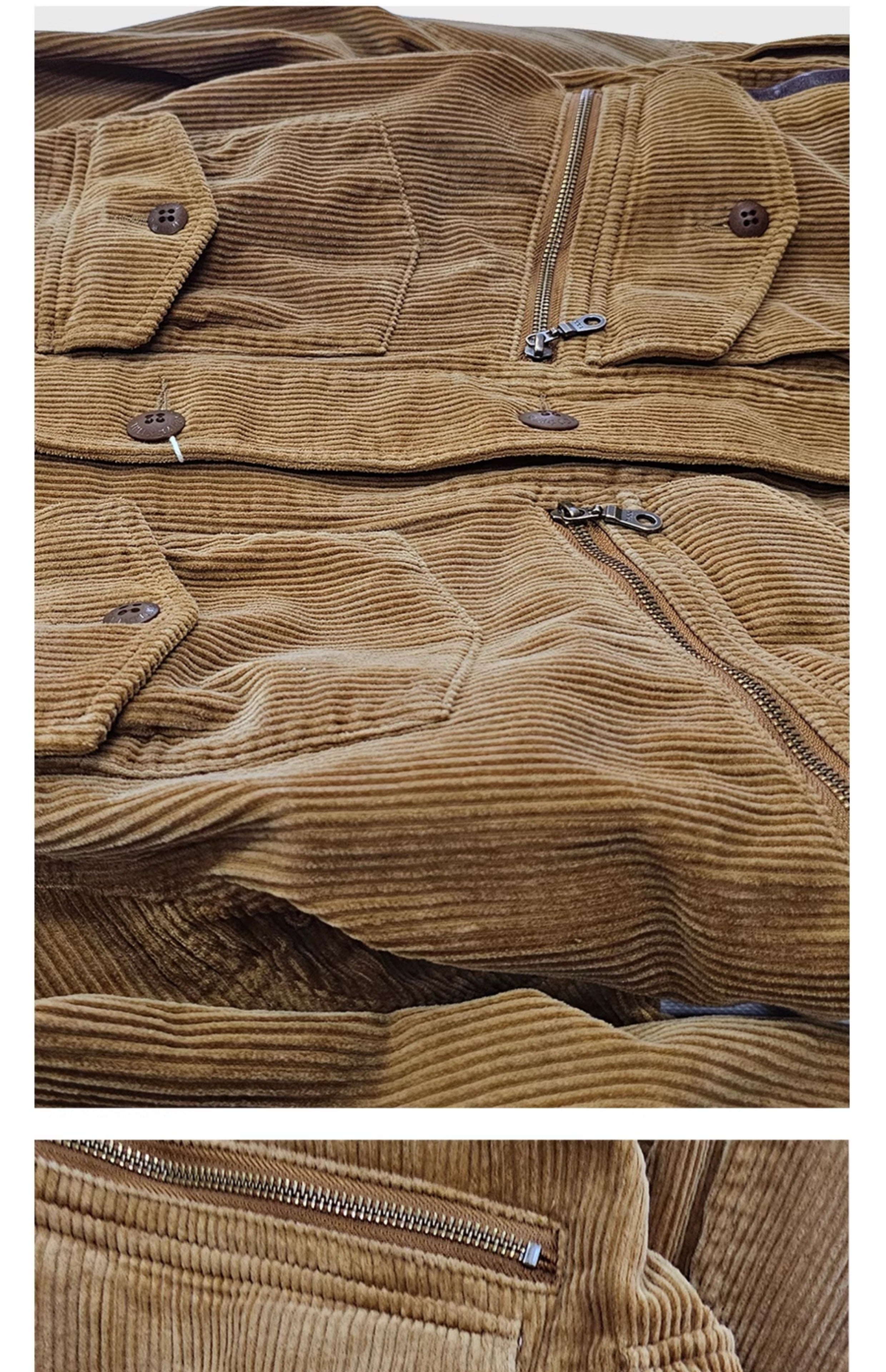 Corduroy Western Hunting Jacket for Men, Washed Multi-Pocket Outdoor Adventure Workwear Retro Windbreaker Jacket