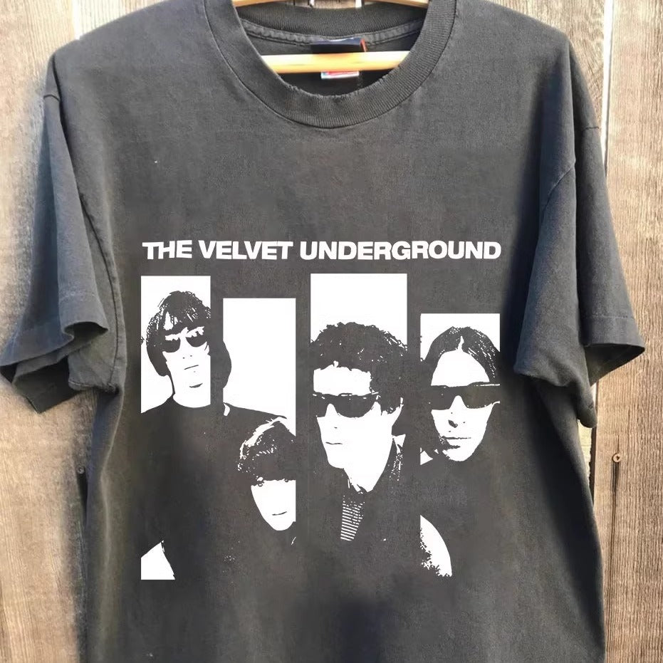 THE VELVET UNDERGROUND Rock Band Vintage Heavyweight Short Sleeve T-Shirt