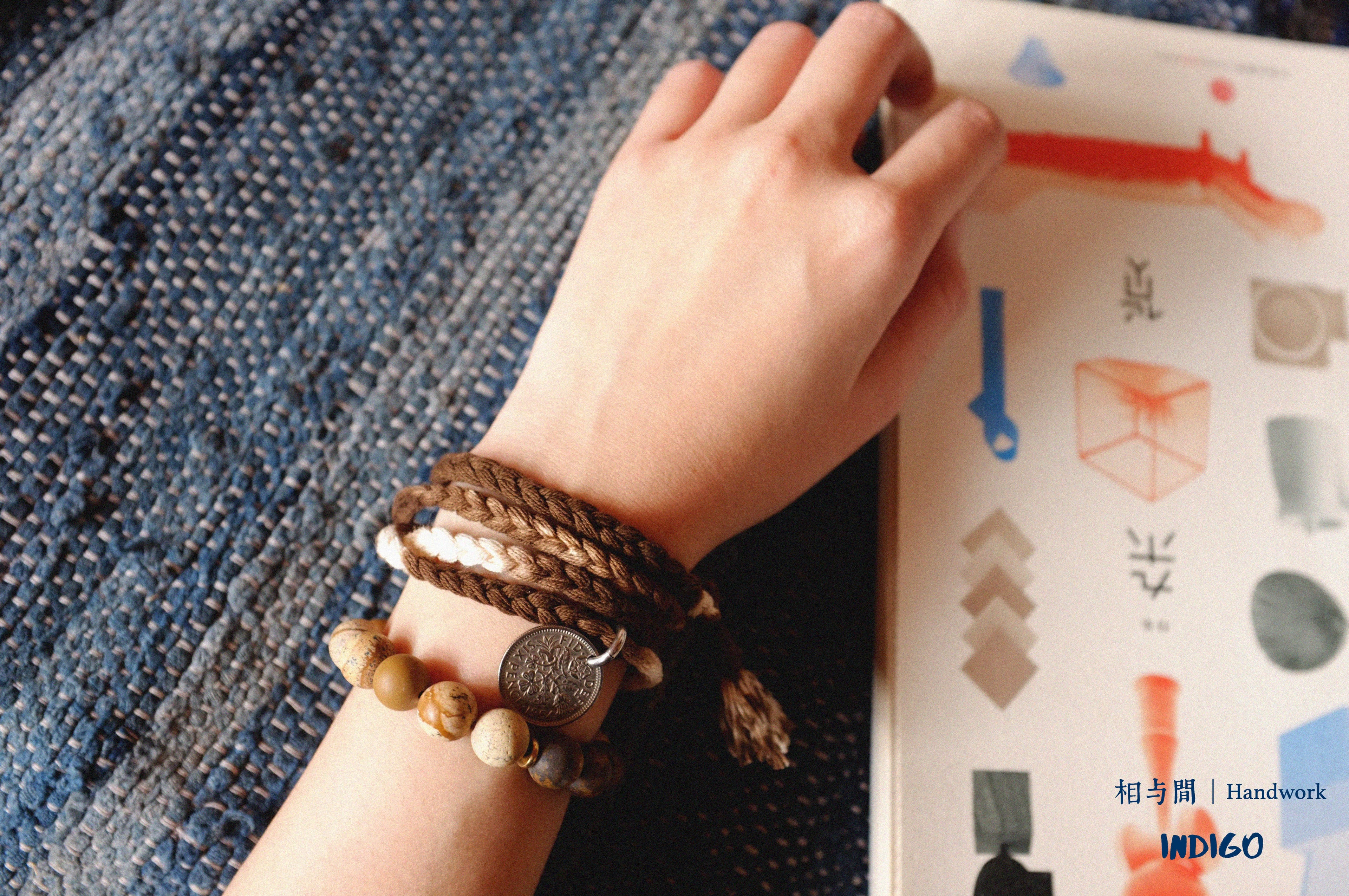 Sixpenny Lucky Coin Plant Dyed Woven Hand Strap National Fashion Original Necklace Bracelet Dual-Use