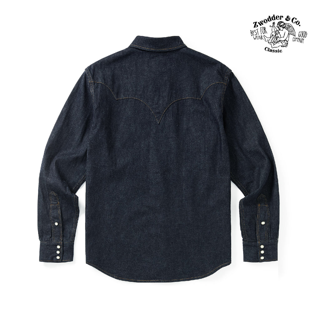 Zwodder Patchwork Leather & Denim Long-Sleeve Shirt – Vintage Americana Style