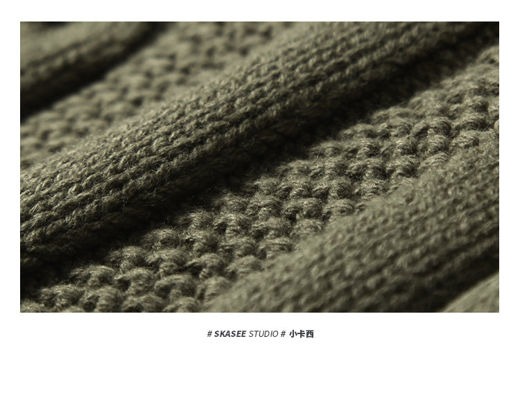 Men's Winter Heavyweight Cable Knit Sweater - American Retro Half-Zip Stand Collar