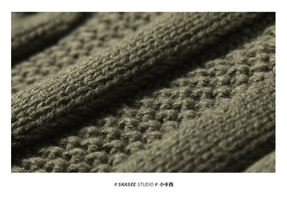 Men's Winter Heavyweight Cable Knit Sweater - American Retro Half-Zip Stand Collar