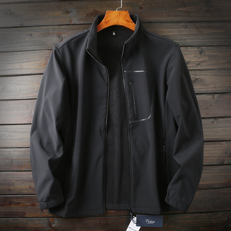 Men's Plus Size European American Style Soft Shell Jacket - Autumn Winter Windproof Waterproof Fleece Coat