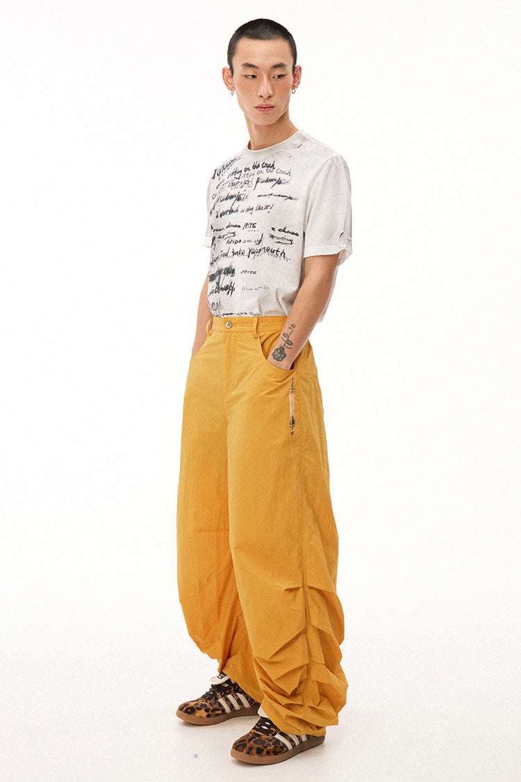 Handwritten Print Soft Skin-friendly Distressed Loose Short Sleeve T-shirt