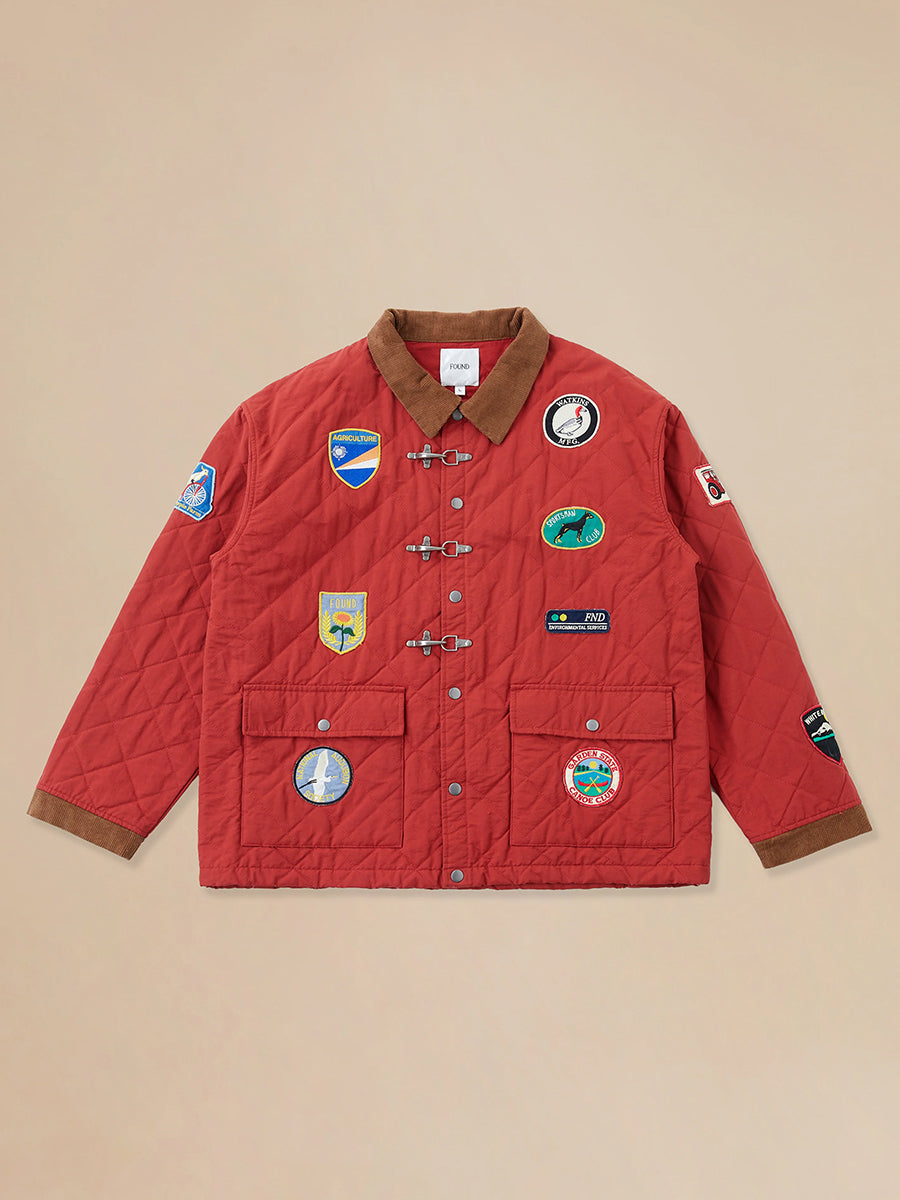 Multi-Emblem Embroidery Vintage Quilted Lightweight Cotton Jacket