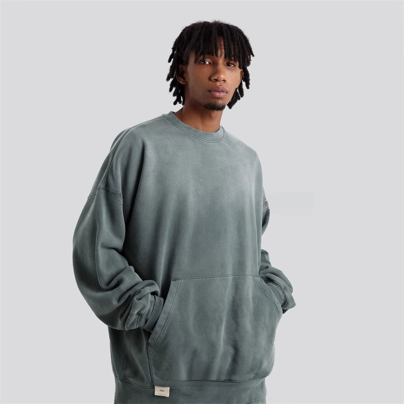 Washed Vintage Heavyweight Crewneck Sweatshirt Retro