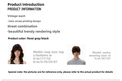 American Retro Dirty Short Sleeve T-Shirt for Men Ins Trendy Brand Fashion Cool Niche Top Couple Tee