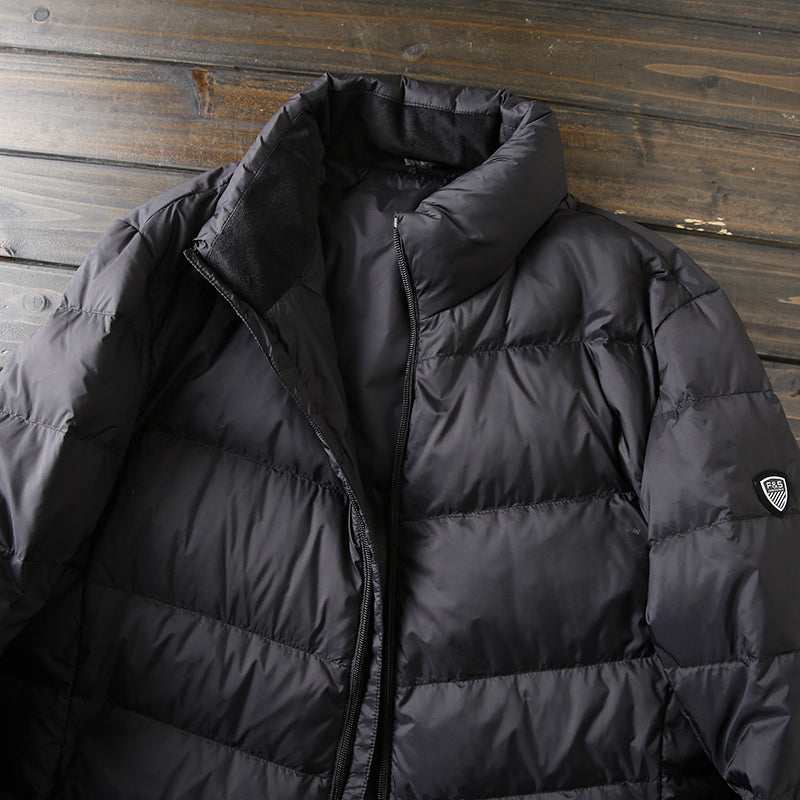 Men's Plus Size Lightweight High-Fluffy Down Jacket - Winter Stand Collar Warm Export Overstock Coat