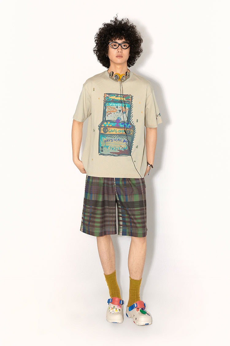 Game Machine Particle Hand-Painted Printed Loose Breathable Short-Sleeved T-shirt Summer