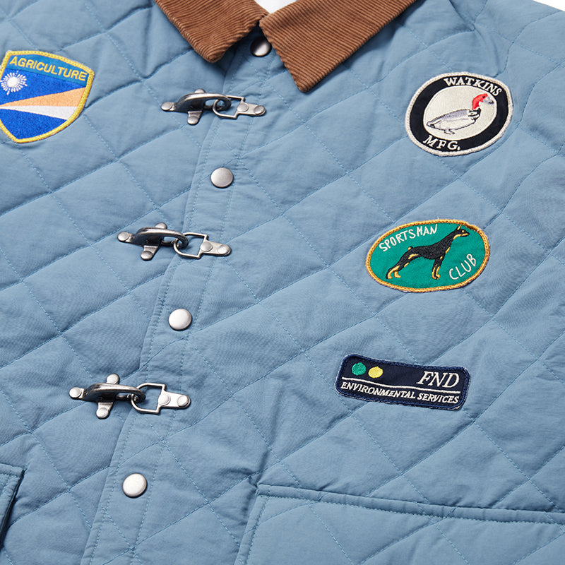 Multi-Emblem Embroidery Vintage Quilted Lightweight Cotton Jacket
