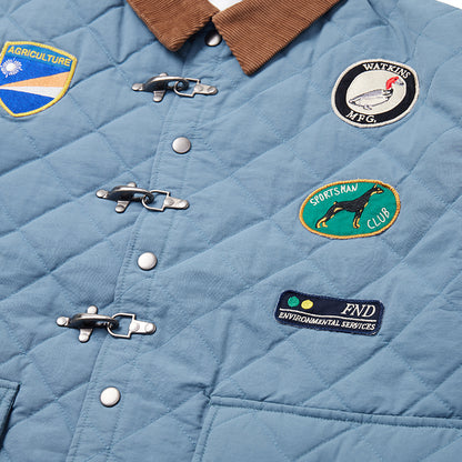 Multi-Emblem Embroidery Vintage Quilted Lightweight Cotton Jacket