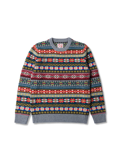 Fair Isle Merino Wool Crew Neck Sweater – Vintage British Retro (Unisex)