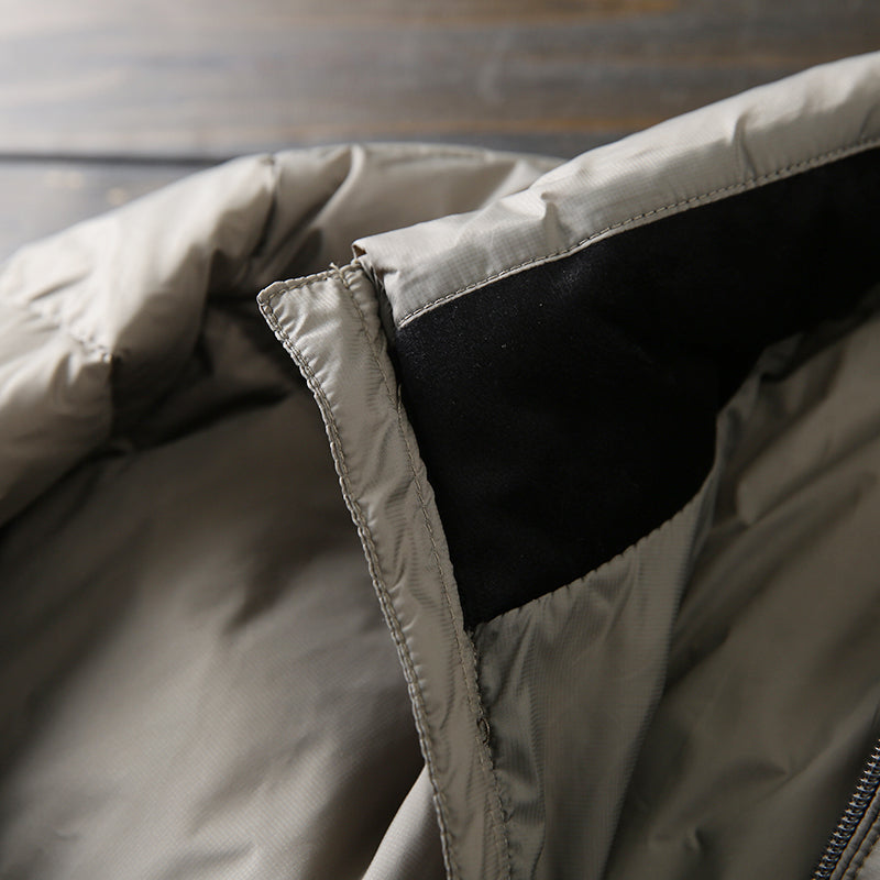 Men's Plus Size Lightweight High-Fluffy Down Jacket - Winter Stand Collar Warm Export Overstock Coat