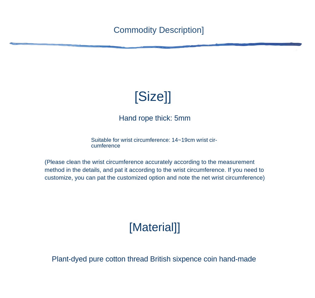 Sixpenny Lucky Coin Plant Dyed Woven Hand Strap National Fashion Original Necklace Bracelet Dual-Use