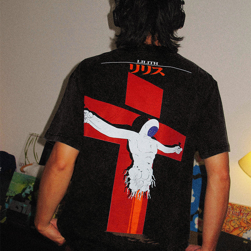 Evangelion Lilith T-Shirt - Washed Vintage Anime Cotton Tee (Unisex)