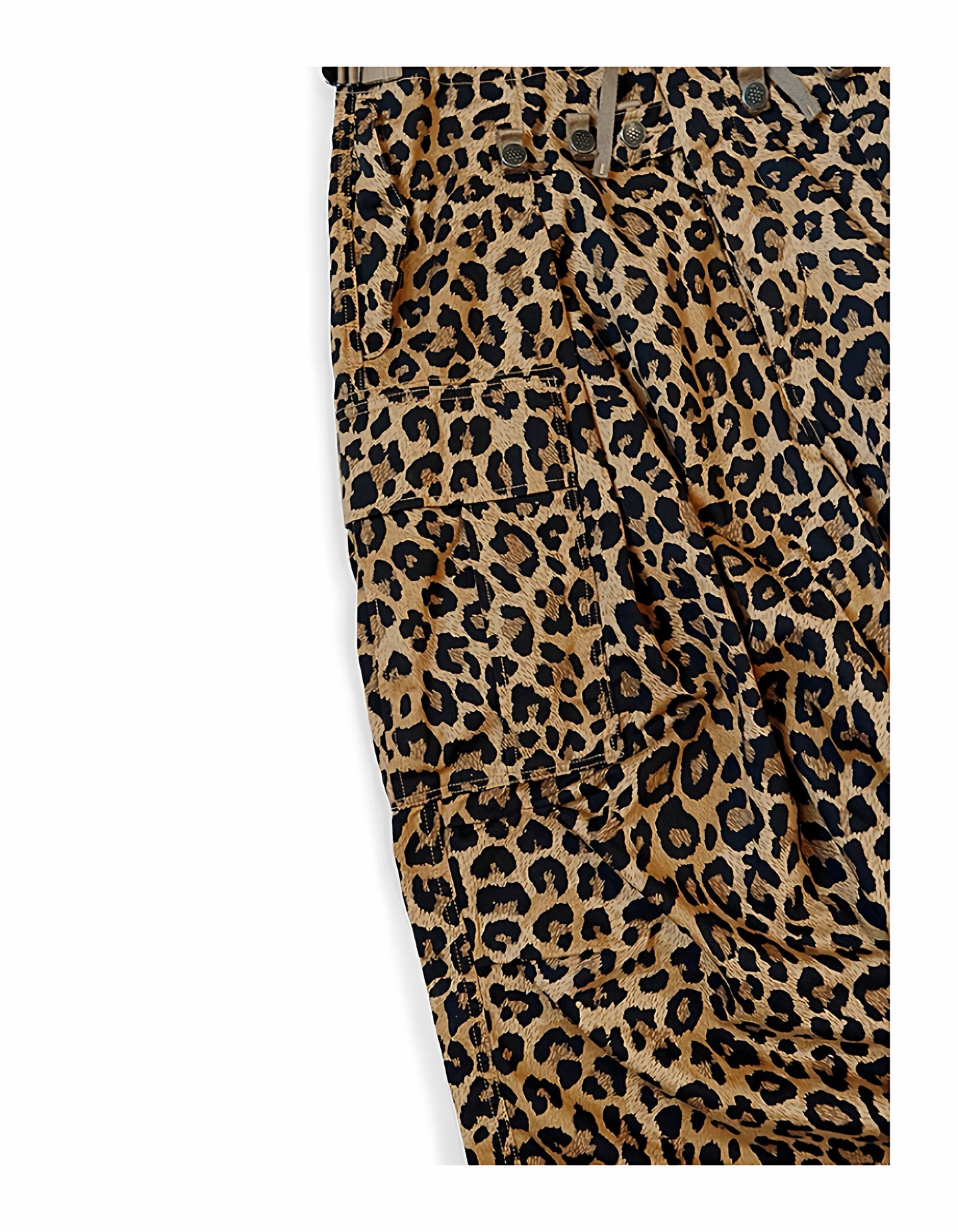 25AW Japanese Retro Casual Leopard Print Cargo Paratrooper Pants Casual Long Pants