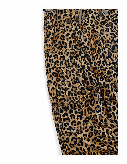 25AW Japanese Retro Casual Leopard Print Cargo Paratrooper Pants Casual Long Pants