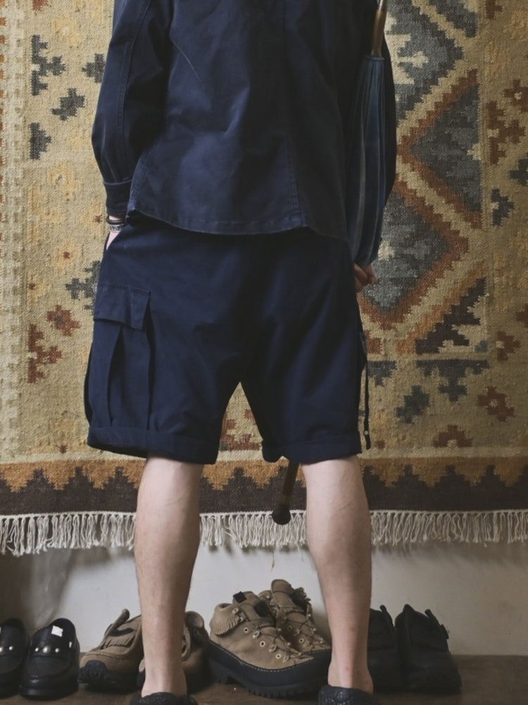 Vintage Oversized Cargo Shorts Balloon Pants A-Line Vintage Five-Point Shorts Trendy All-Cotton Japanese Style