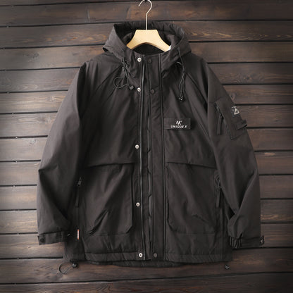 Men's Plus Size Cold-Resistant Hooded Cotton Jacket - Winter Thickened Windproof Warm Export Overstock Workwear Coat