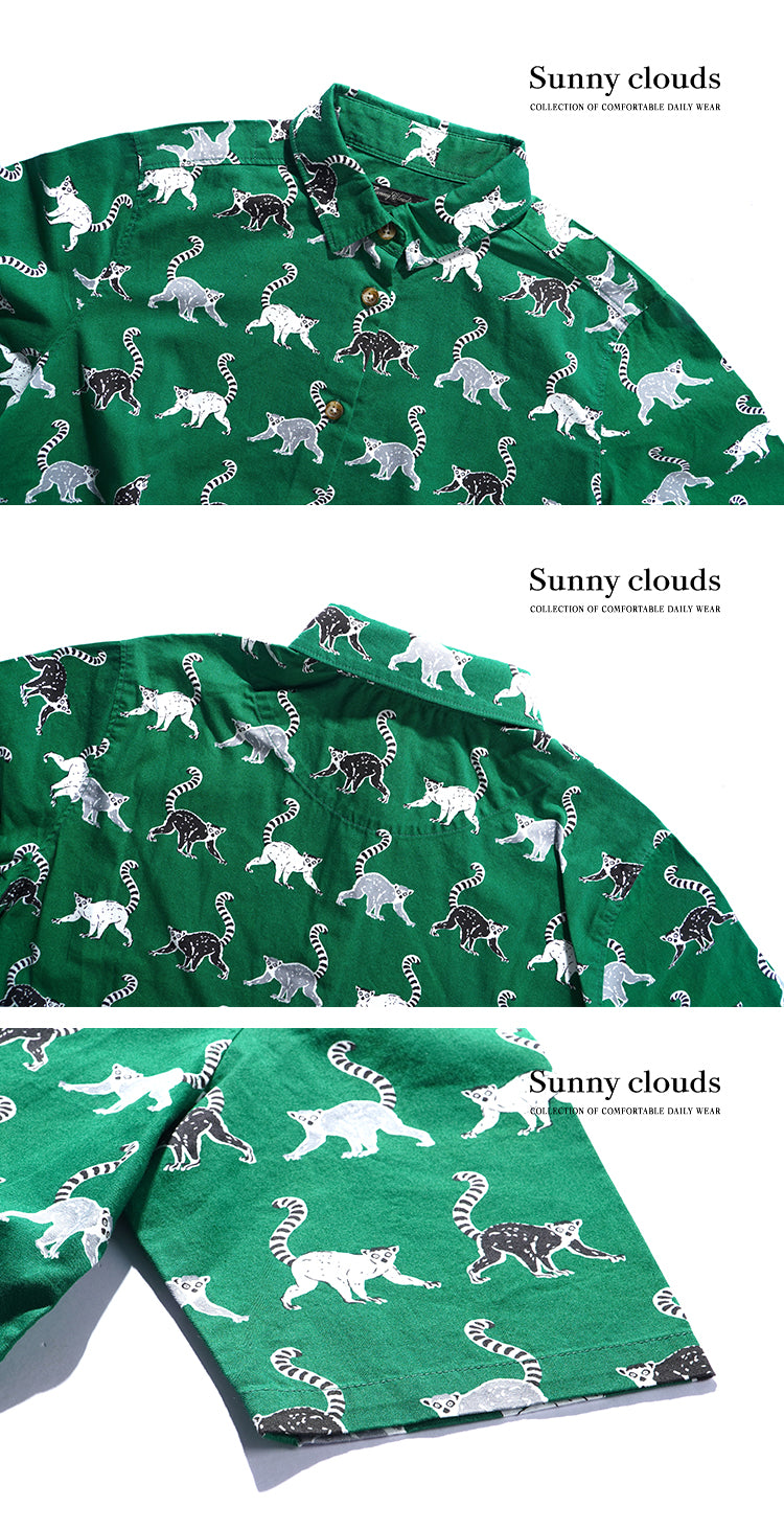 Cotton Japanese Lémur Catta Printed Shirt
