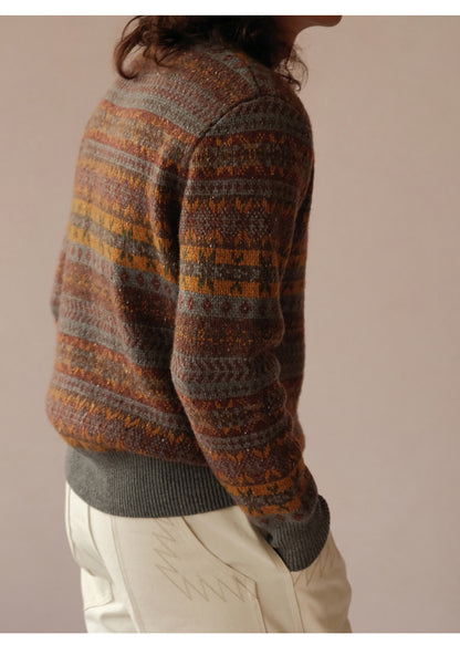 Vintage Fair Isle Wool-Blend Crewneck Sweater – British Heritage Style (Unisex)