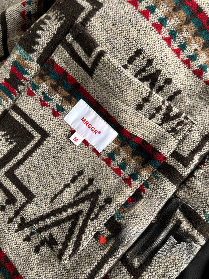 Men's Japanese Style Improved Taoist Robe - Autumn Winter Retro Patchwork Collarless Cotton Jacket