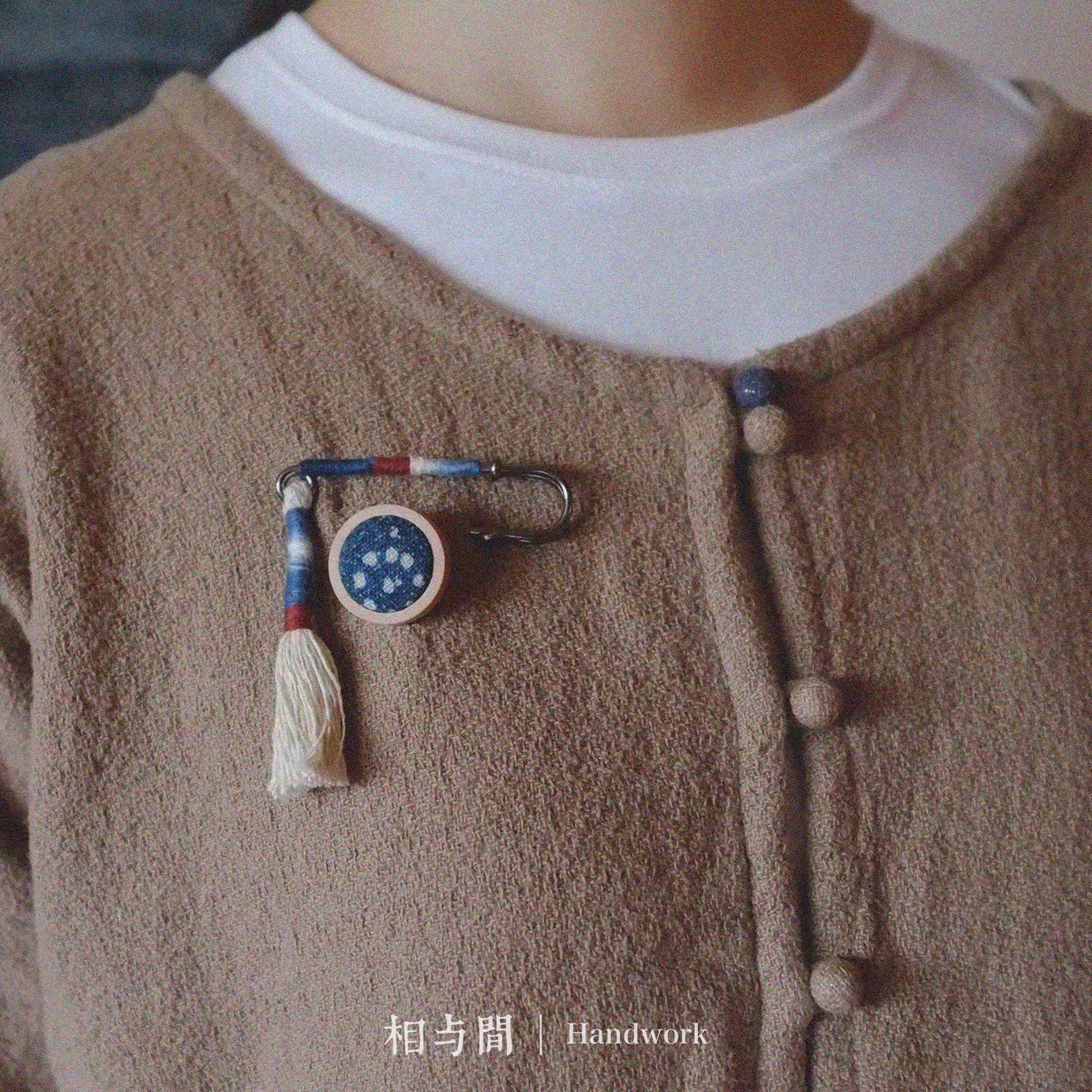 Original Design Brooch Blue Dyed Yarrow Dyed Intangible Cultural Heritage Retro Handmade Pure Cotton Brooch Plant Dyeing