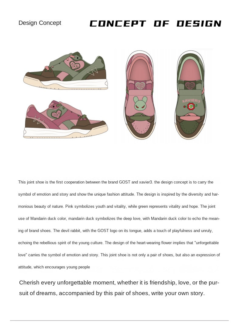 GOST&XAVIER Collaboration Casual Sneakers "Unforgettable Love"