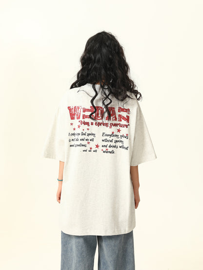 2025 Summer New Original American Retro Short Sleeve T-Shirt Unisex Niche Print Trendy Brand Tee