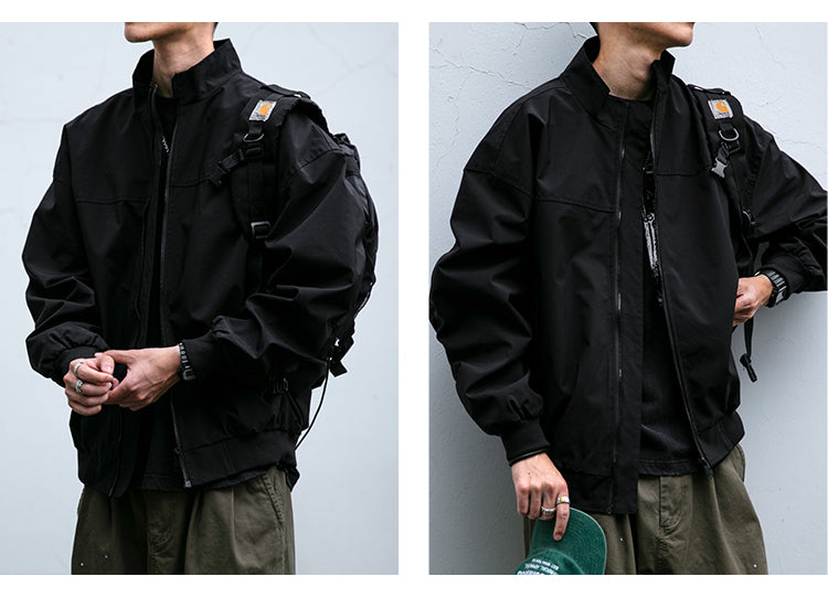 Men's American Style Waterproof Coach Jacket - Trendy Stand Collar Outdoor Windbreaker