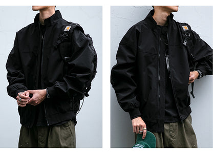 Men's American Style Waterproof Coach Jacket - Trendy Stand Collar Outdoor Windbreaker