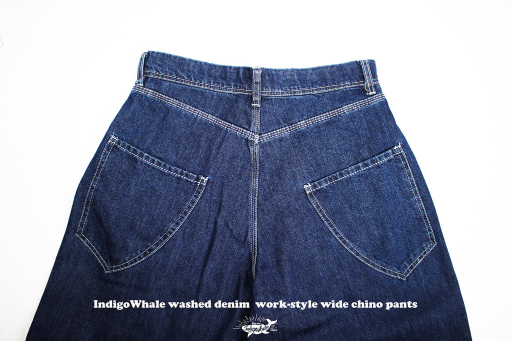 IndigoWhale High-Rise Button-Washed Denim Chino Jeans – Loose Straight Chino Style