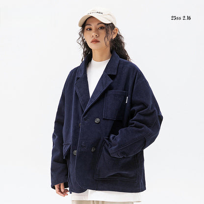 Hold Color American City Boy Corduroy Suit - Multi-Pocket Blazer (Unisex)