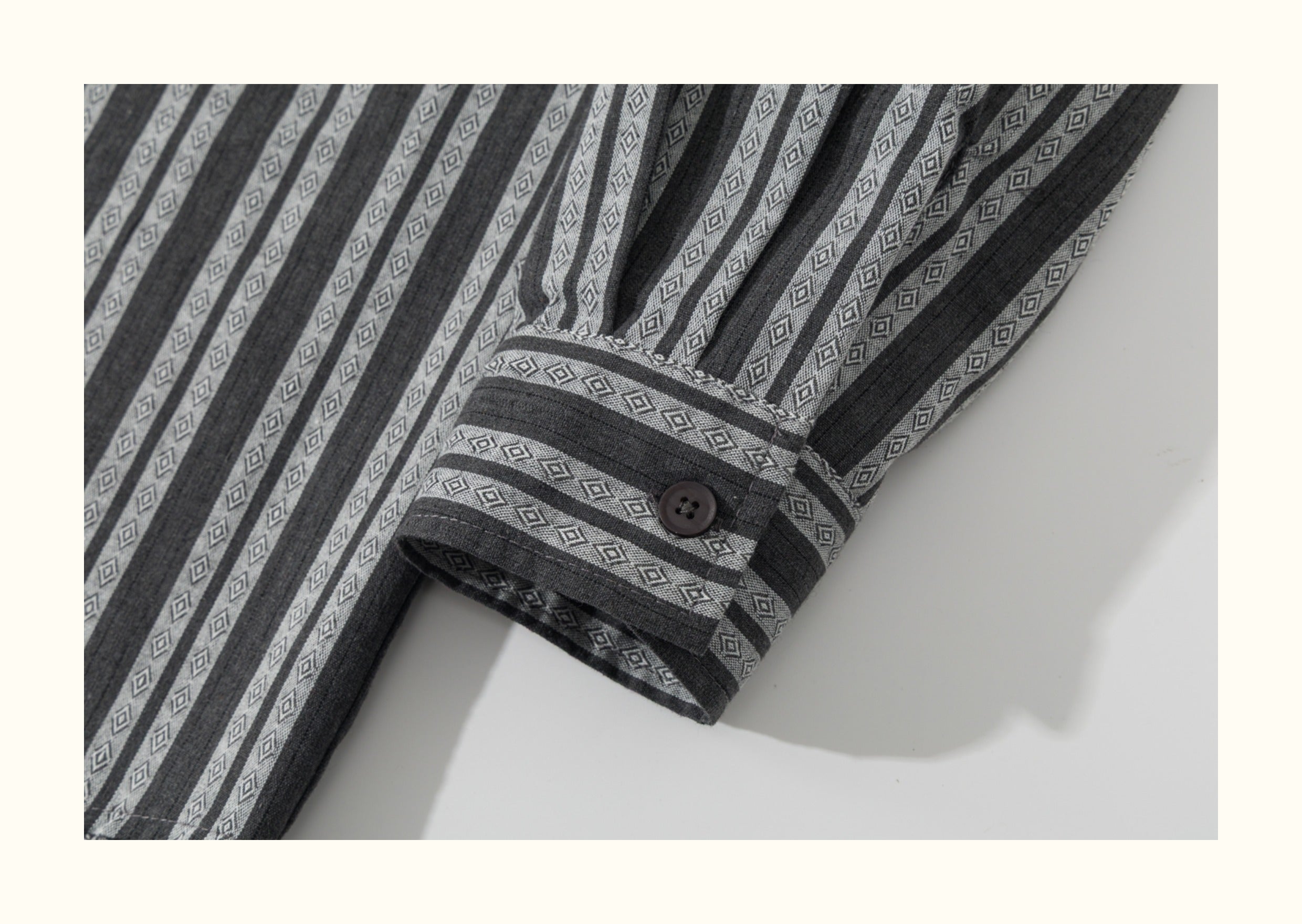 Japanese Vintage Vertical Striped Oversized Long-Sleeve Shirt – Loose Fit Black & Grey