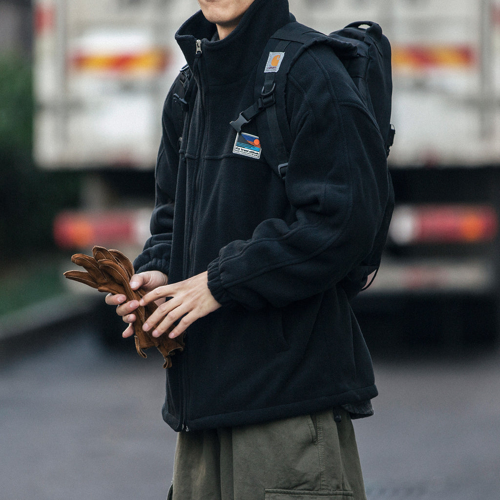 25 Winter Fleece Cardigan Cotton Jacket Men's Trendy Loose Couple Sweatshirt Men's BF Style Stand Collar Casual Top Coat