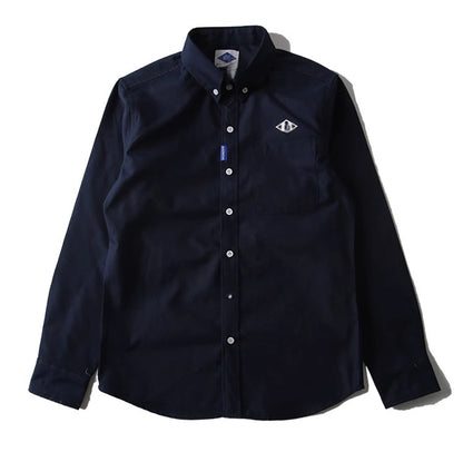 Oxford Cotton Shirt for Men Japanese Style Hong Kong Style Youth Casual Long Sleeve Shirt