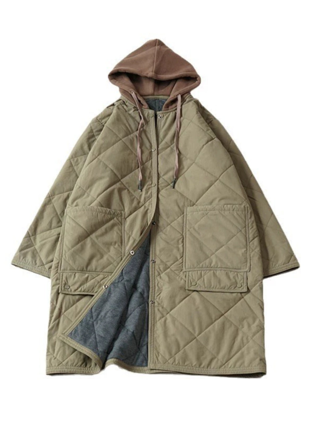 Warm Mid-Length Hooded Quilted Cotton Jacket – Loose, Retro Japanese Outerwear for Women