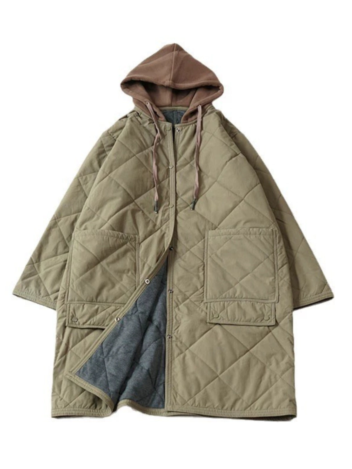 Warm Mid-Length Hooded Quilted Cotton Jacket – Loose, Retro Japanese Outerwear for Women