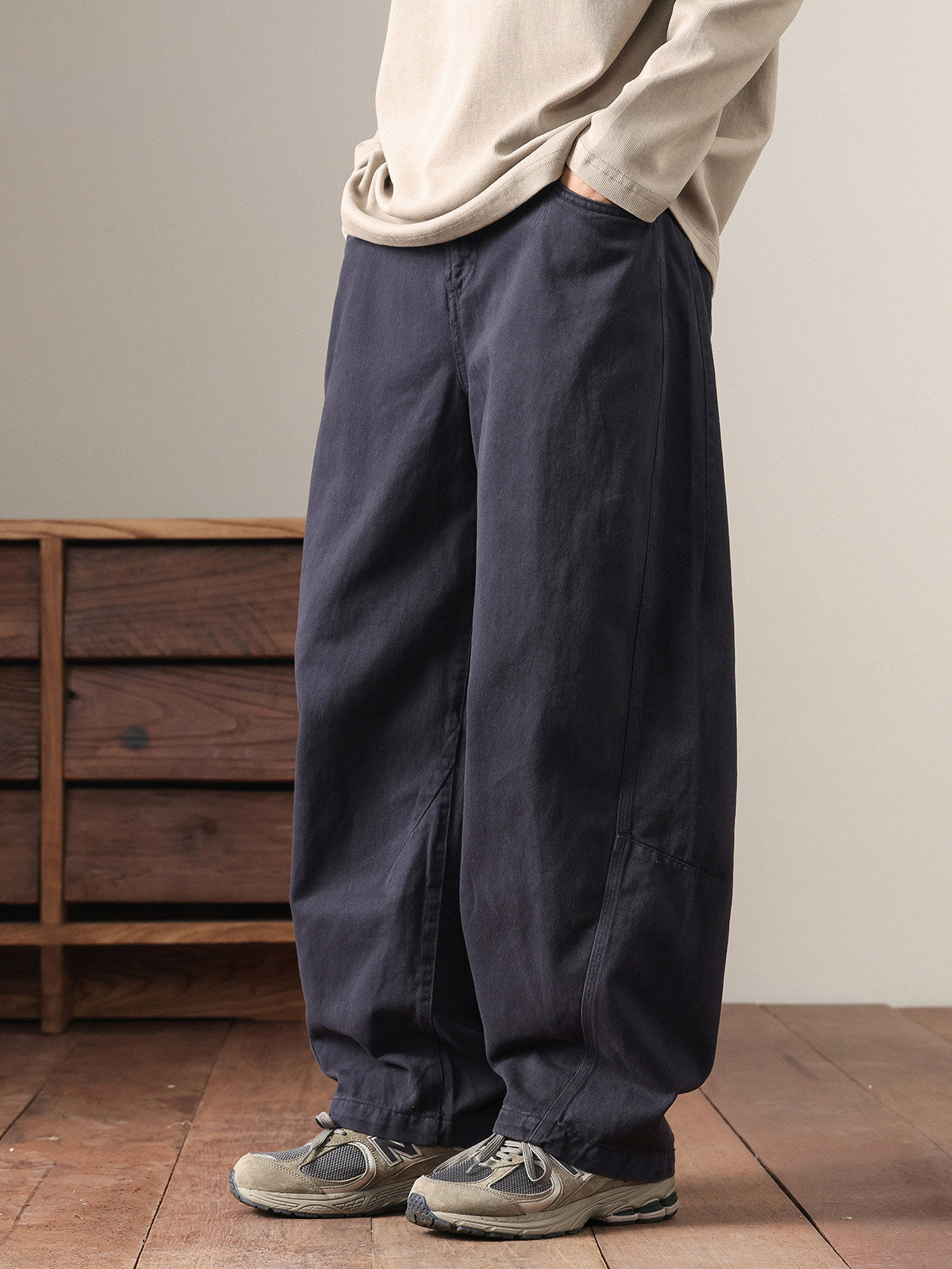 Japanese Retro Wide Leg Scimitar Pants – Washed Cotton Loose Straight Cargo Slacks for Men | Japanese vintage | yamalin clothes | Yamalinclothes