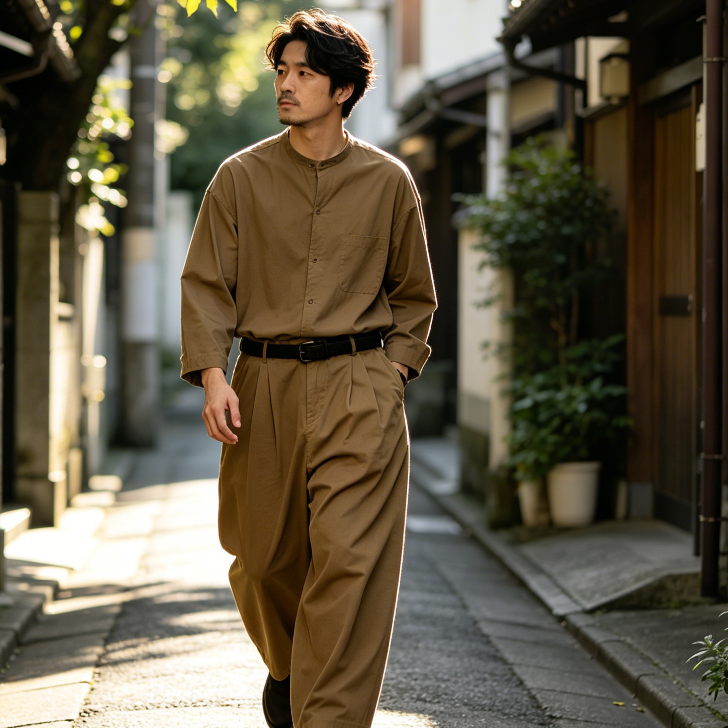 Japanese Vintage Pleated Wide Leg Pants – Loose Cotton Straight Slacks for Men | Japanese vintage | yamalin clothes | Yamalinclothes