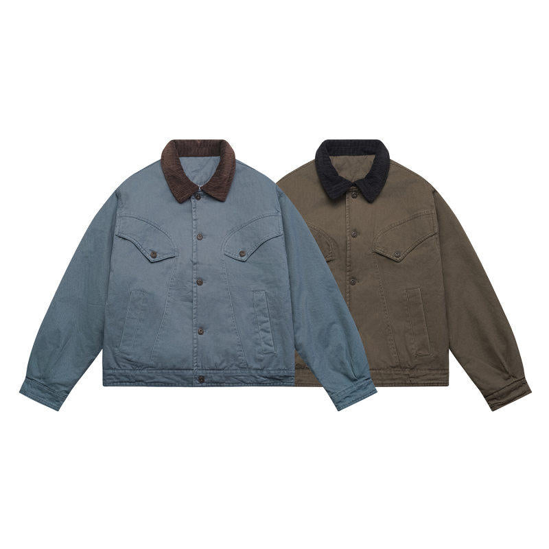 Detroit Cropped Padded Jacket – Vintage Workwear Cotton Barn Coat for Men Winter | Japanese vintage | yamalin clothes | Yamalinclothes