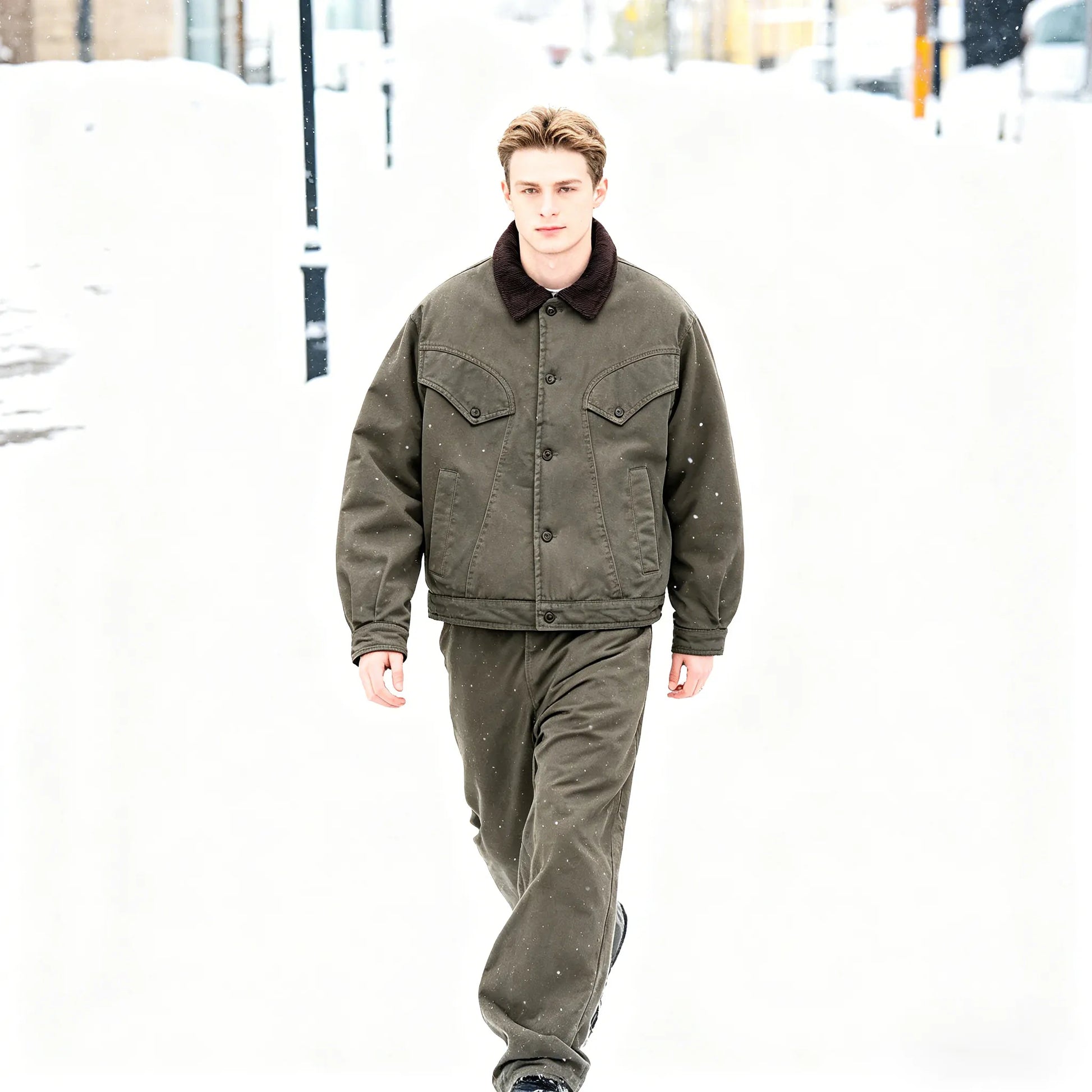 Detroit Cropped Padded Jacket – Vintage Workwear Cotton Barn Coat for Men Winter | Japanese vintage | yamalin clothes | Yamalinclothes