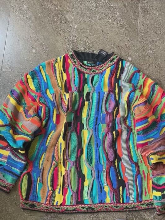 Contrast Color Ethnic Knit Pullover – Vintage Crewneck